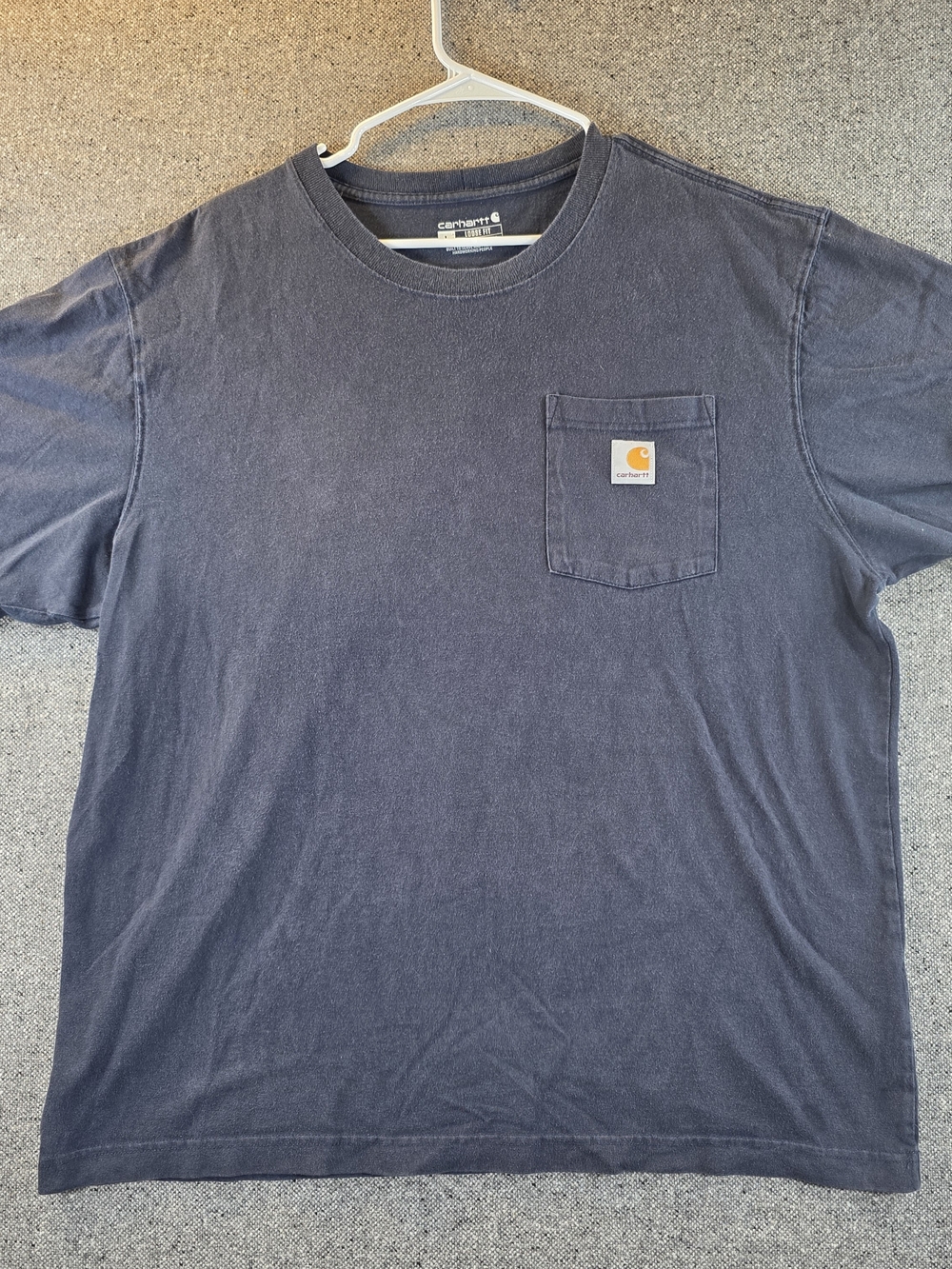 Carhartt K87 Pocket T-Shirt Men's L Navy Blue Loose Fit Faded Workwear Tee